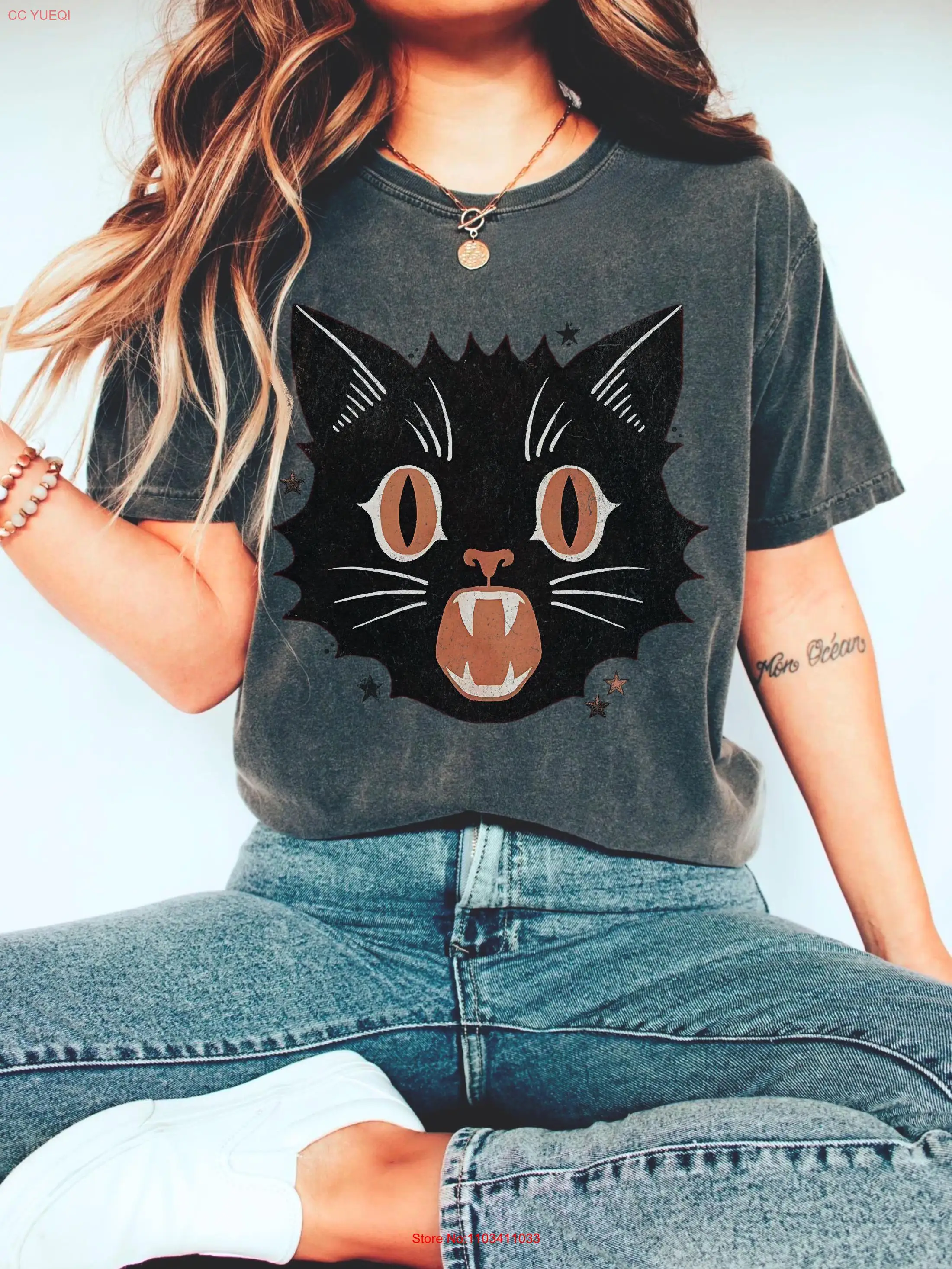 Scaredy Cat T Shirt UNISEX Comfort Colors Vintage Halloween Spooky Season Witchy Clothing Goth Face Vampire Lover s