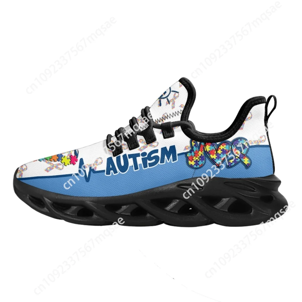 Custom New Autism Awareness Design Breathable Mesh Shoes Women's Casual Walking Sneaker Couple Footwear Tenis Masculino Hot