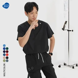 Bestin Black Doctor Nurse Scrub Set Polyester Spandex Women Men Surgeon Outfit Dentist Clothing Pet Hospital Uniforms S21