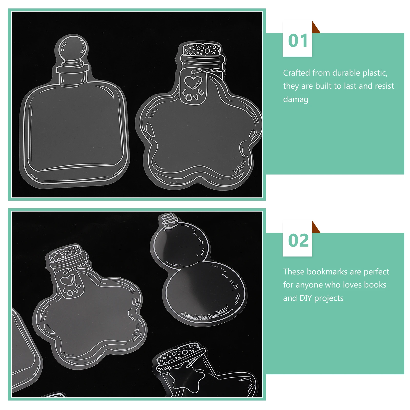 20 Pcs Embossed Bookmark Material Bag Dried Flower Diy Marker Manual Pressed Plastic Kit