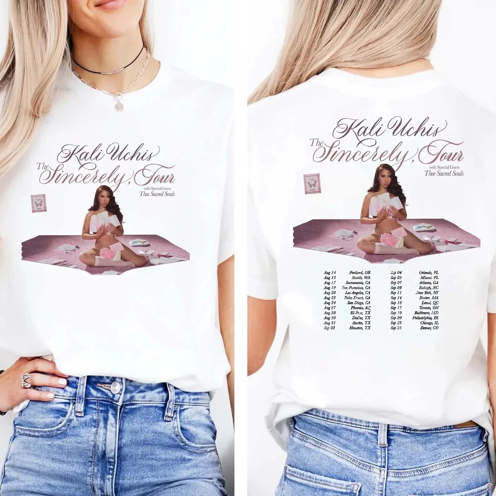 Hip Pop Y2k T-shirt KALI UCHIS Sincerely Tour T-shirt Graphic Print Cotton Loose T Shirts Casual Loose Sports Streetwear Unisex