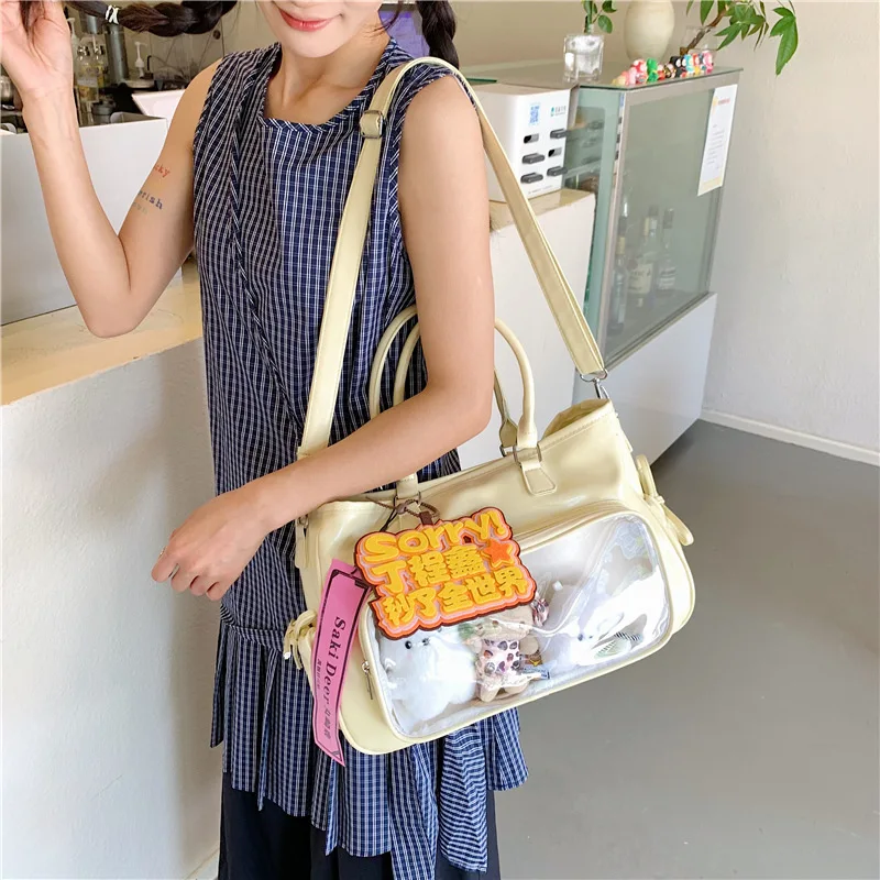 

2024 Новый цвет, прозрачная пригородная сумка на плечо, милая сумка Sle, простая повседневная дорожная сумка-тоут из искусственной кожи