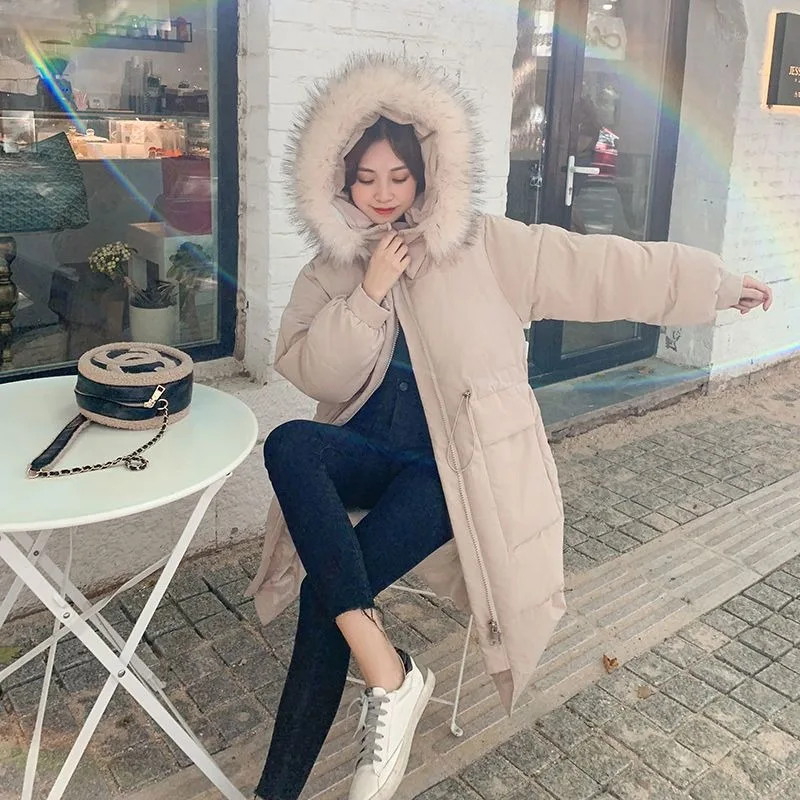 2023 New Large Size Style Added Cashmere Thick Pie To Overcome Women Long  Autumn Winter Coat Waist Cotton-padded Jacket Woman