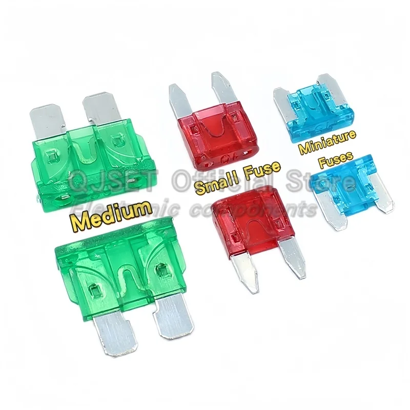 10pcs QJSET Miniature Small Medium Fuse 32V 5A 7.5A 10A 15A 20A 25A 30A 35A 40A 50A Medium Insert/Mini Insert/Small Insert Fuses