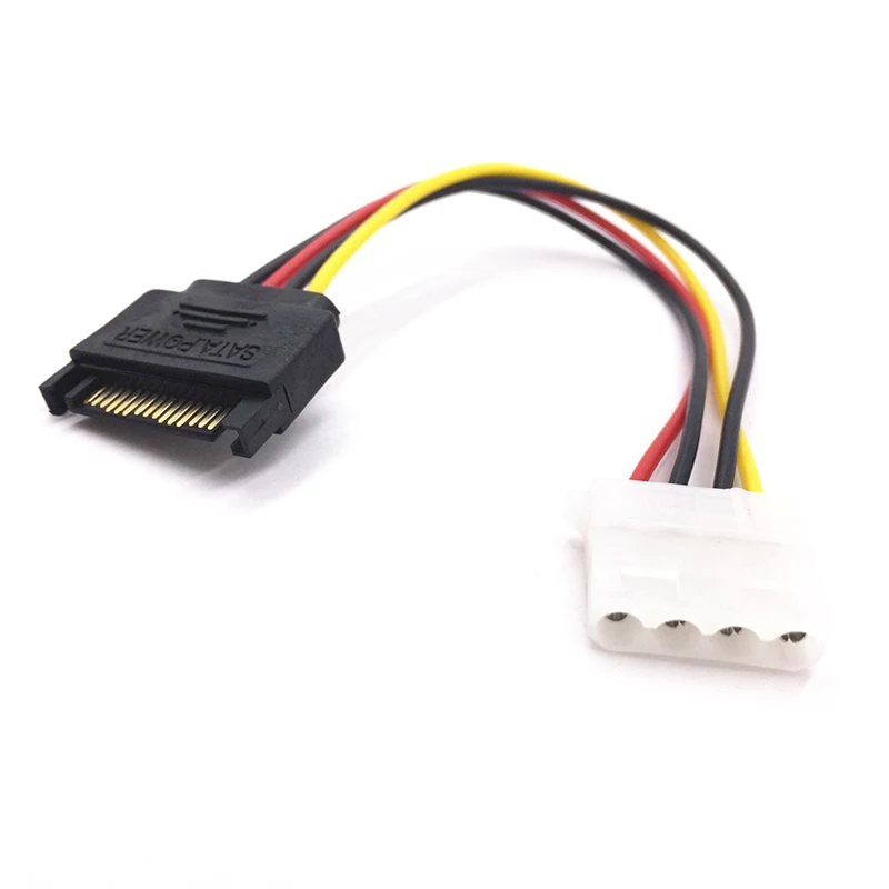 SATA Power Cable 4 Pin Female Molex IDE To 15 Pin Male SATA Extension Cord Hard Drive Disk Power Supply Cable Adapter For PC