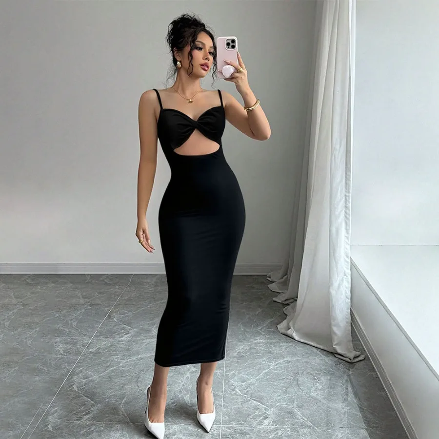 

【New style】 women's dress, socialite style dress, summer sleeveless suspender, sexy temperament, hip wrap, long dress