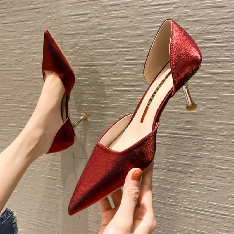 

Elegant Pointed Toe Silk Pumps Women Fashion Shallow Design Stiletto Sandals Luxury Wedding Bridal Shoes Comfortable Women Shoes