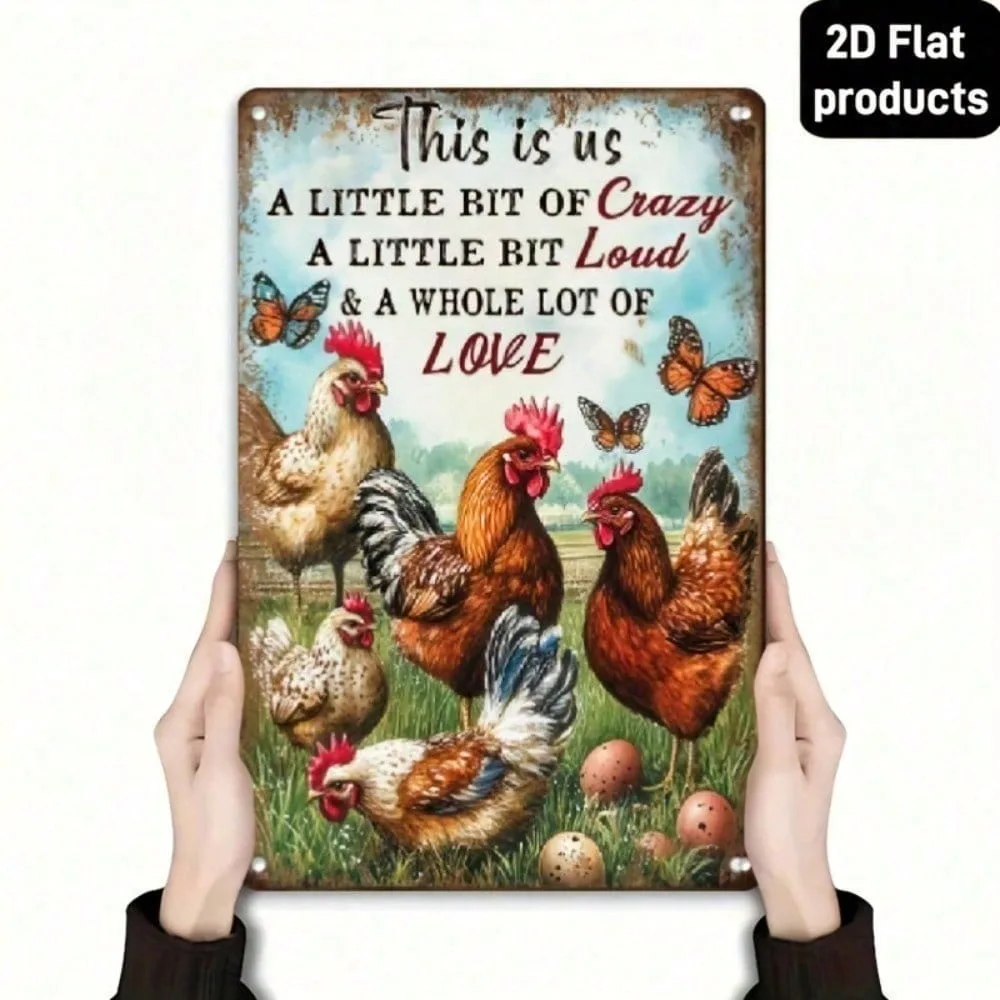 CIFbuy Funny Vintage Rooster Aluminum Wall Art 8x12 Inch Waterproof Durable Metal Sign For Farmhouse Kitchen Decor