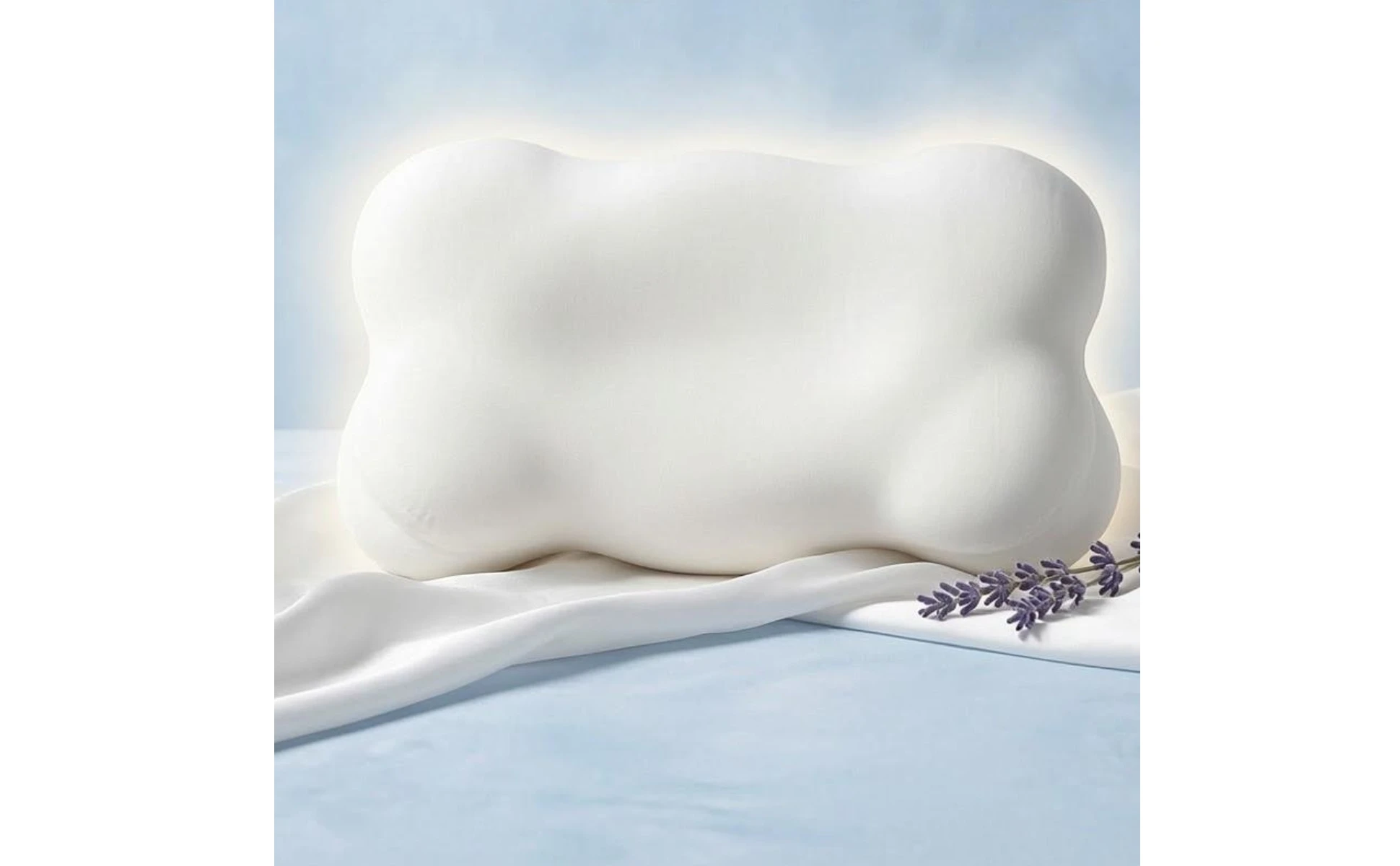 Contoured Memory Foam Pillow Raised Side Sections Sleep Support Bedding Matching Pillowcase