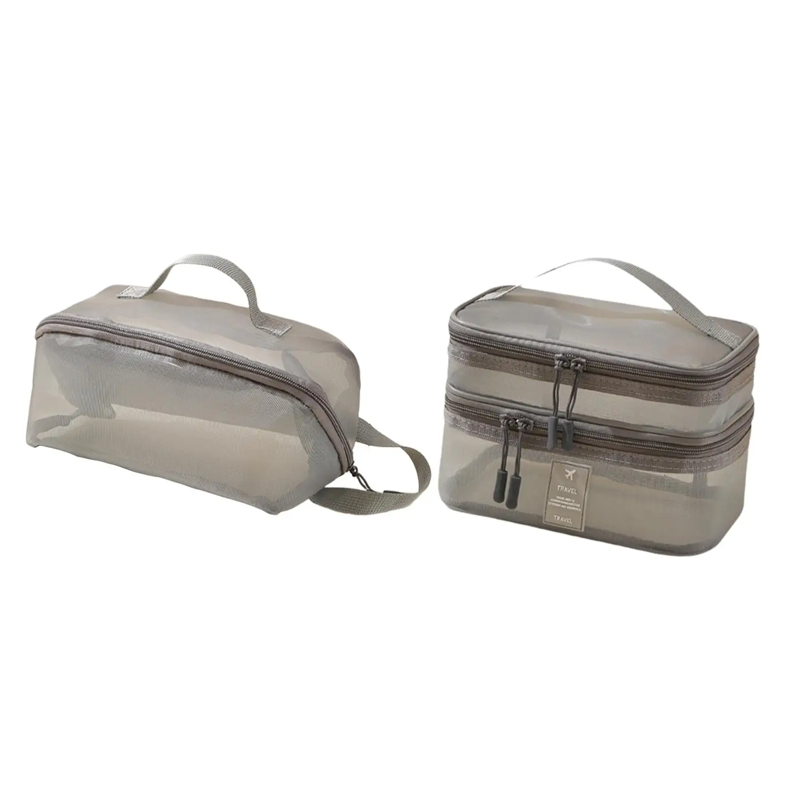 حقيبة مكياج شبكية مكونة من قطعتين، أساسيات السفر المحمولة للنزهات الخارجية في صالة الألعاب الرياضية #3