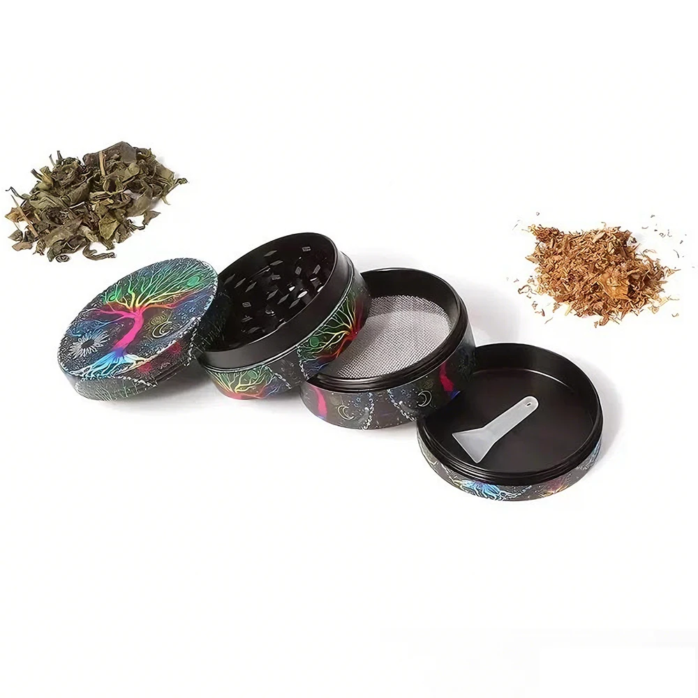 مطحنة أعشاب معدنية مكونة من 4 طبقات 50 مم - مطحنة توابل يدوية لأعشاب التبغ والتدخين وأسنان حادة متينة ملحقات تدخين محمولة