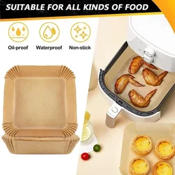 Air Fryer 50/100PCS Bakeware Disposable Paper Tray Non-Stick Mat Baked Silicone Paper Square Round Air Fryer Accessories