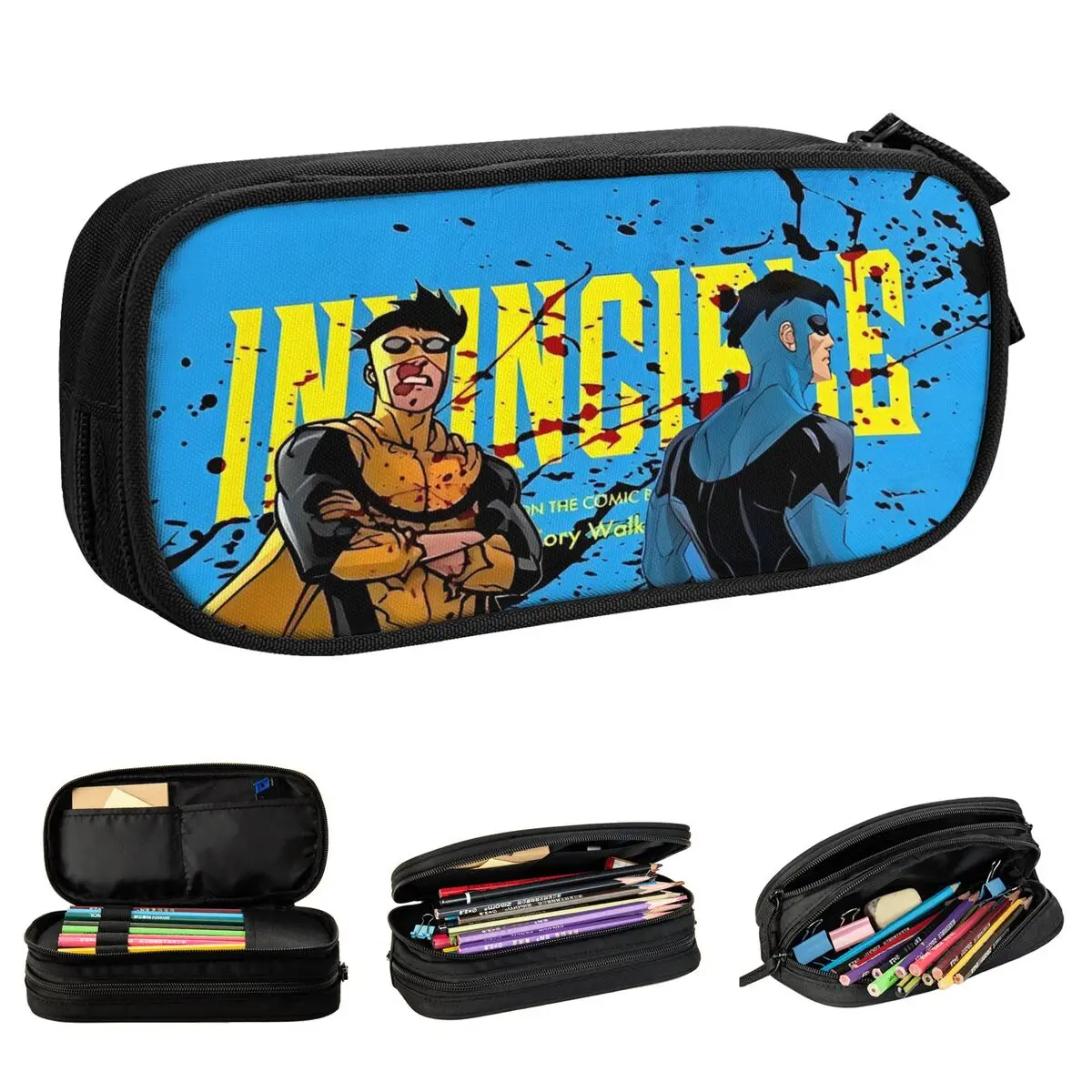 

Invincible Cartoon Superhero Pencil Cases Fashion Pen Holder Bag Student Large Storage Students School Zipper Pencil Pouch