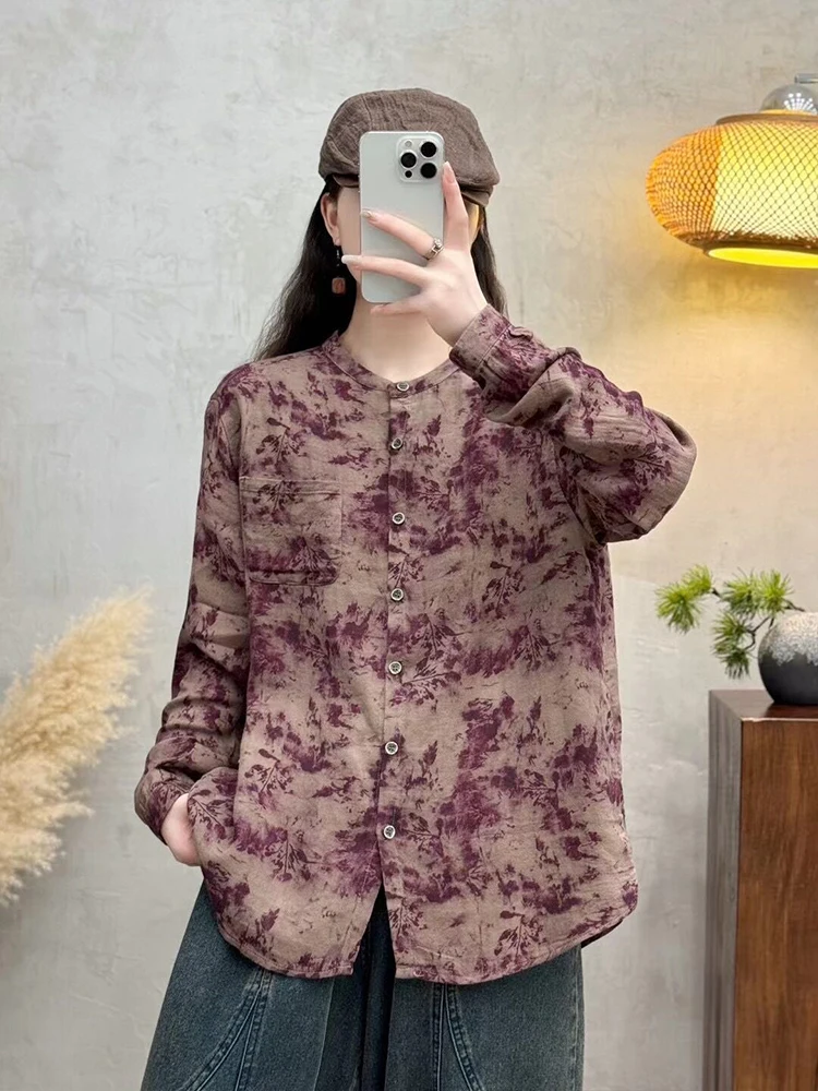 Max LuLu 2024 Winter Womens Fashion Printed Linen Shirts Loose Floral Clothes Ladies Classic Casual Tops Luxury Cotton Blouses