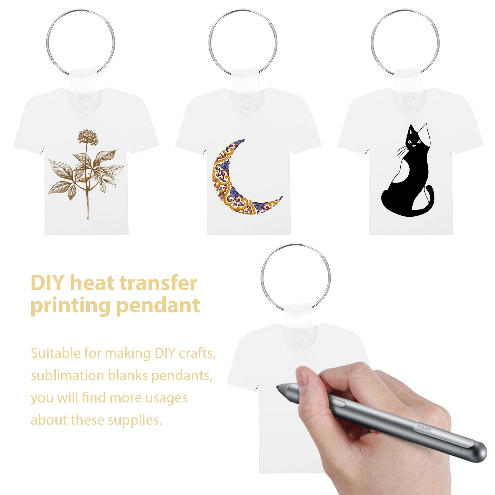 

40Pcs DIY Sublimation Keychain Blanks Made of Mdf Fiberboard Craft Key Ring Supplies for Custom Photo Charm Pendant