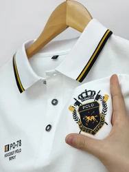 High End Brand Men's New Embroidered Short Sleeve Cotton Polo Shirt 2024 Summer Trend Casual Breathable Lapel T-Shirt Men's Wear