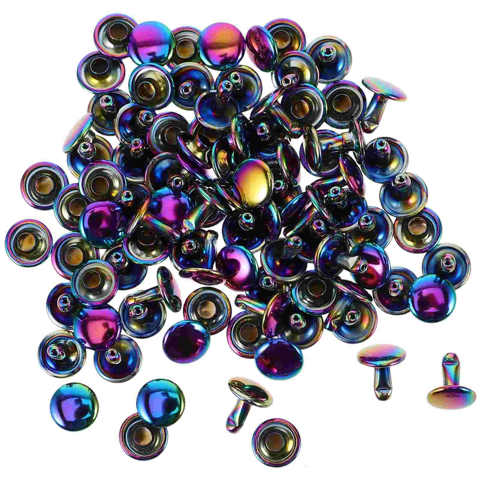 

50pcs Rainbow Rivets Studs for Bags Handbags Craft Projects Sewing Button Jewelry Rapid Rivet Garment