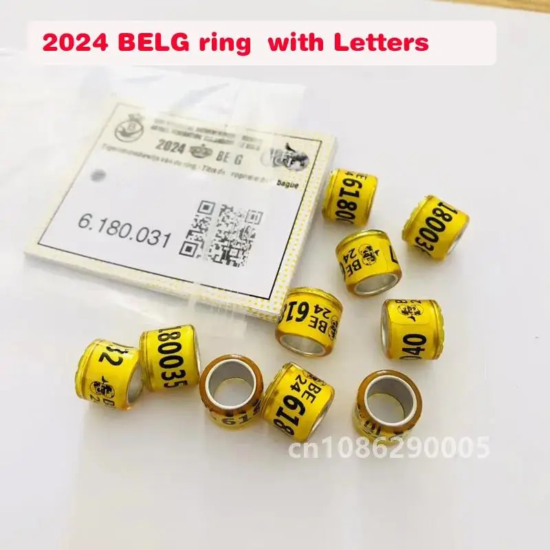 20pcs  2024  BELG Pigeon Rings With Letters Cards Bird  8mm