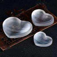 Natural High Quality Selenite Crystal Heart Shape Bowl White Gypsum Bowl Energy Power Minerals Specimen Healing Home Decoration