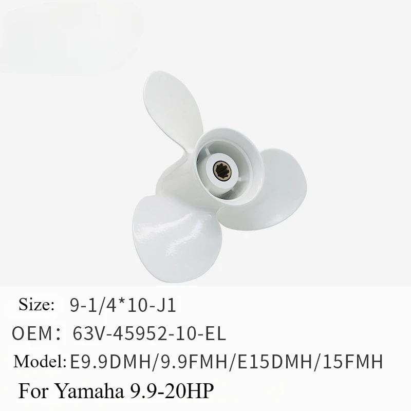 Outboard Aluminum Alloy Propeller for Yamaha 9.9-20HP 9 1-4X10-J1 10 Inch 63V-45952-10-EL E9.9DMH/9.9FMH/E15DMH/15FMH