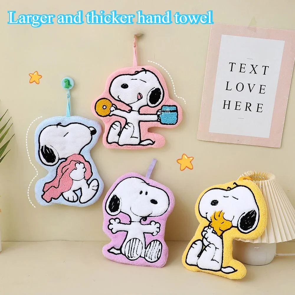 Snoopy Cartoon Hanging Kitchen Bathroom Hand Towel Cute Water-Absorbent Quick-Drying Double-Sided Creative Kawaii Towel Gift