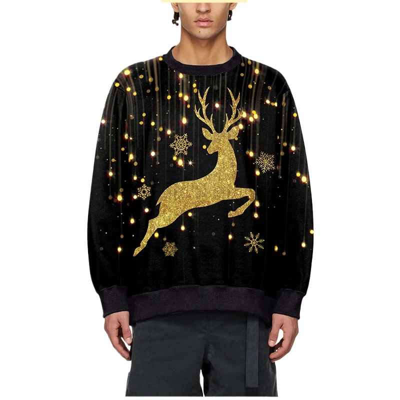 3D Cool Print Elk Pattern Sweatshirt For Men Women Christmas Hoodie Clothes Mens Plus Size Sweatshirts Jumpers Streetwear