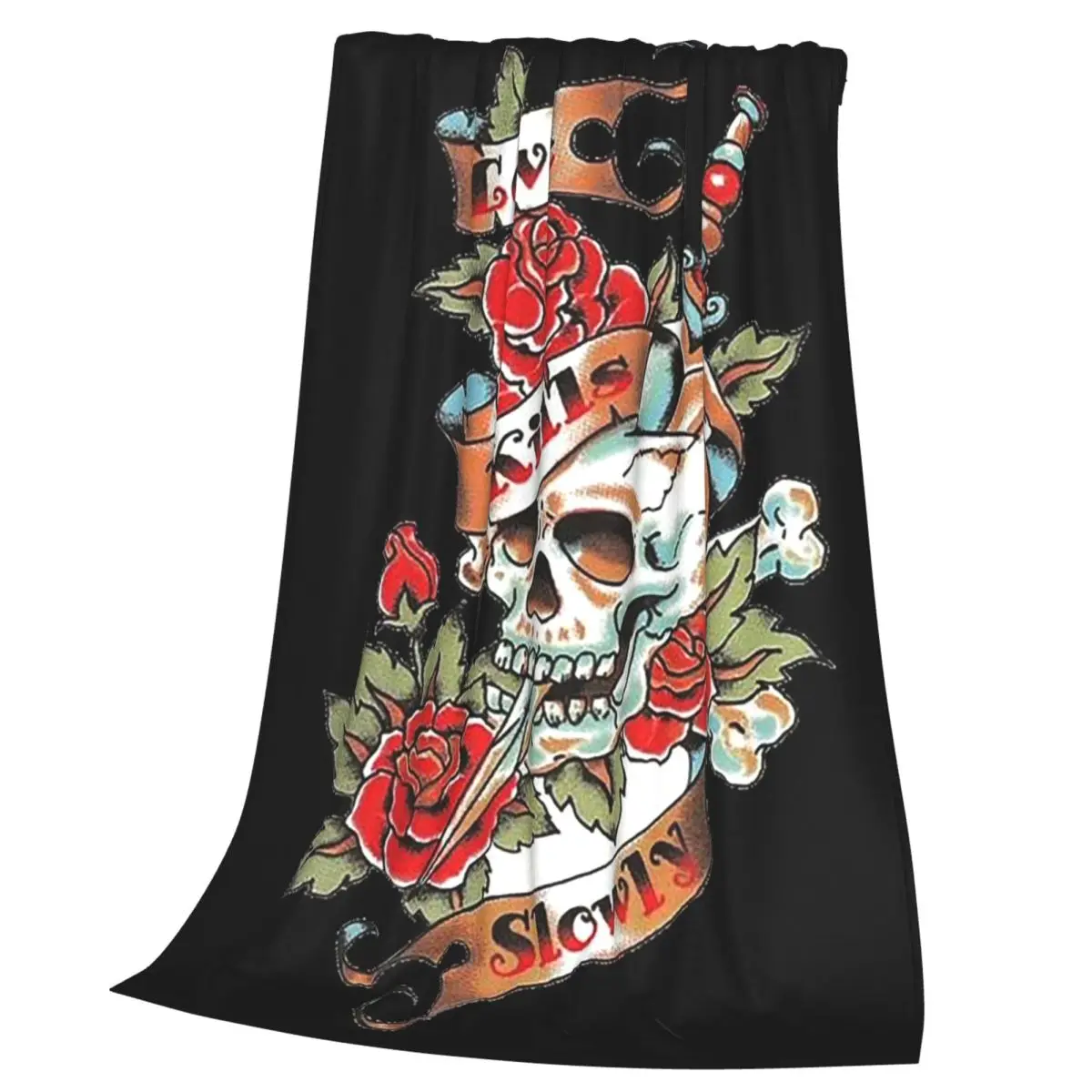 Ed Hardy Love Kills Slowly Blankets Soft Warm Flannel Throw Blanket Bedspread for Bed Living room Picnic Travel Home Couch