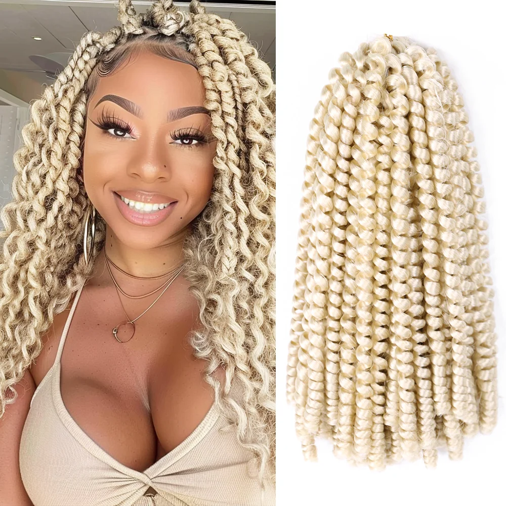 Extensiones de cabello de ganchillo para mujeres negras, pelo trenzado de primavera esponjoso, bomba Pretwisted Passion Twist, 8"