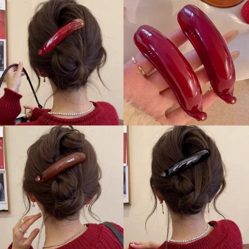 

Banana Clip Bun Clip Jelly Color Hair Claw Vertical Clip Twist High Ponytail Hairpin Hair Accessories Ponytail Buckle Barrettes