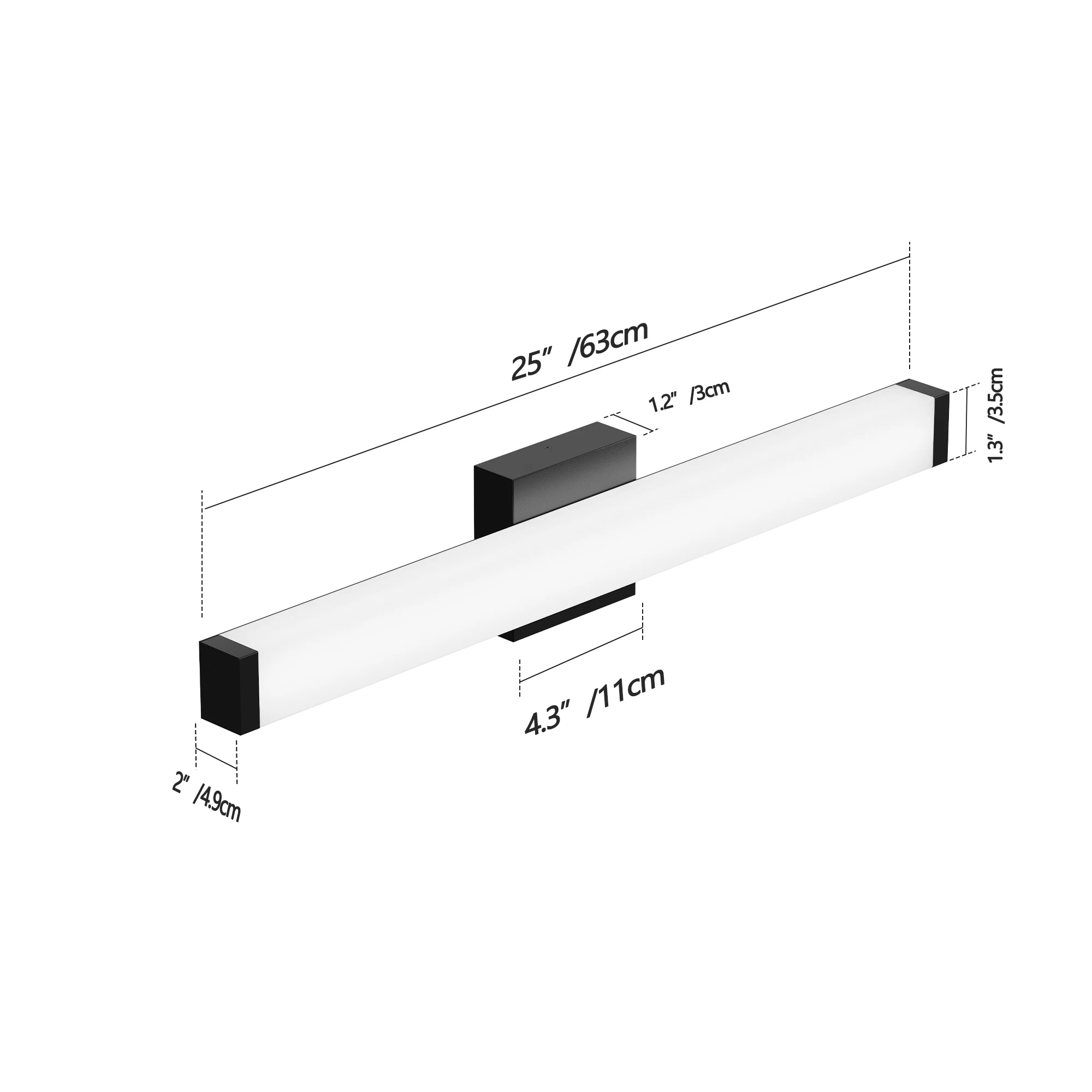 L002016-L630-W1B/C Modern Style Mirror Front Light, Energy-Saving, Waterproof, Rust-Proof, Electrical Safety Certified, Suitable for Bathroom Vanity, Led Light Source, Dimmable, Simple Design