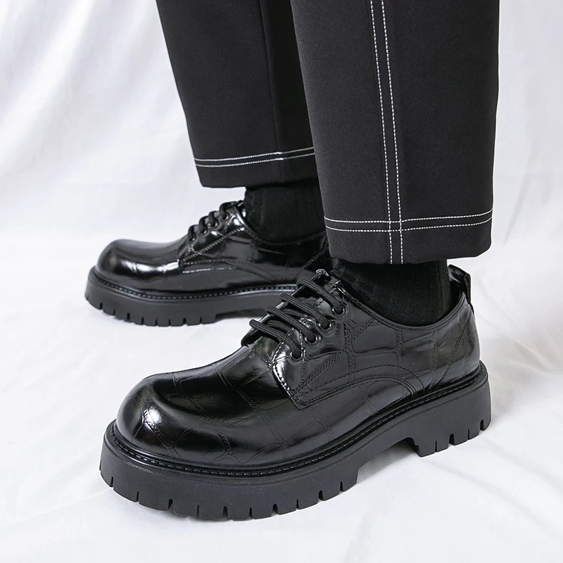 

Мужские повседневные туфли дерби в стиле ретро на толстой подошве, формальная модная обувь в британском стиле с большой головкой, весенне-осенний сезон, полиуретановая обувь