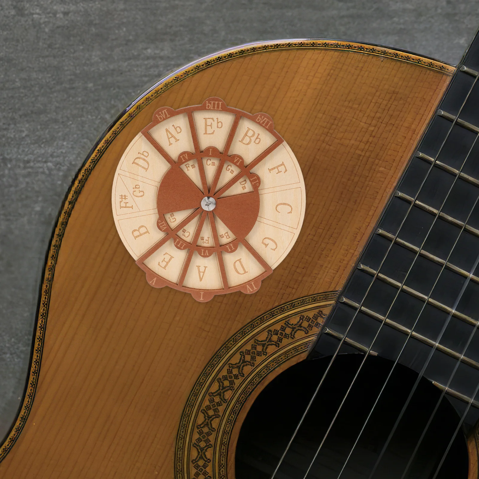 

Wooden Circle of Fifths Guitar Chord Wheel Portable Guitar Learning Tool Music Theory Practice Songwriting Aid