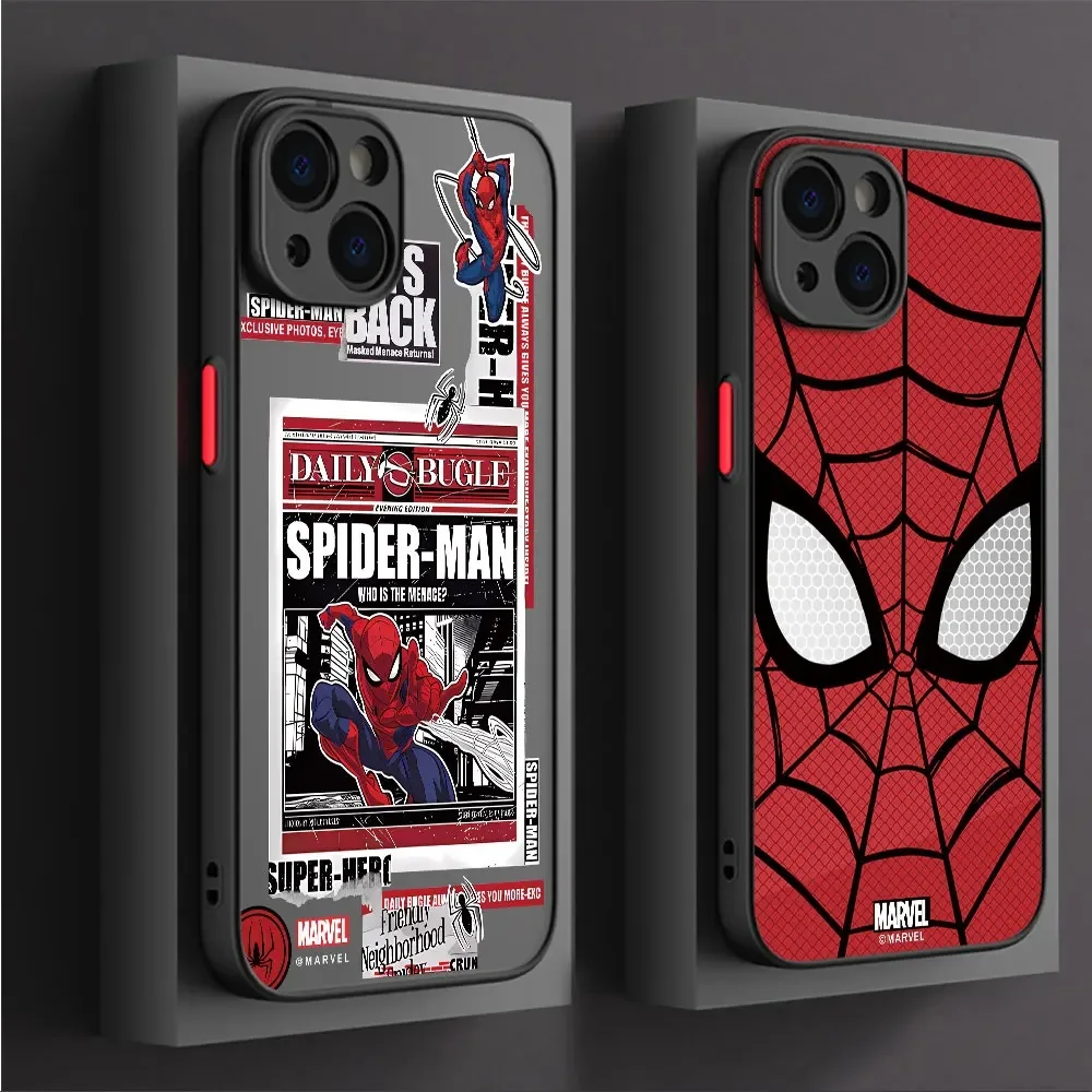 Luxury Hard Marvel Spider Man Phone Case For Samsung Galaxy A35 A55 A15 A25 A14 A24 A13 A23 A33 A53 A73 5G Matte Back Cover