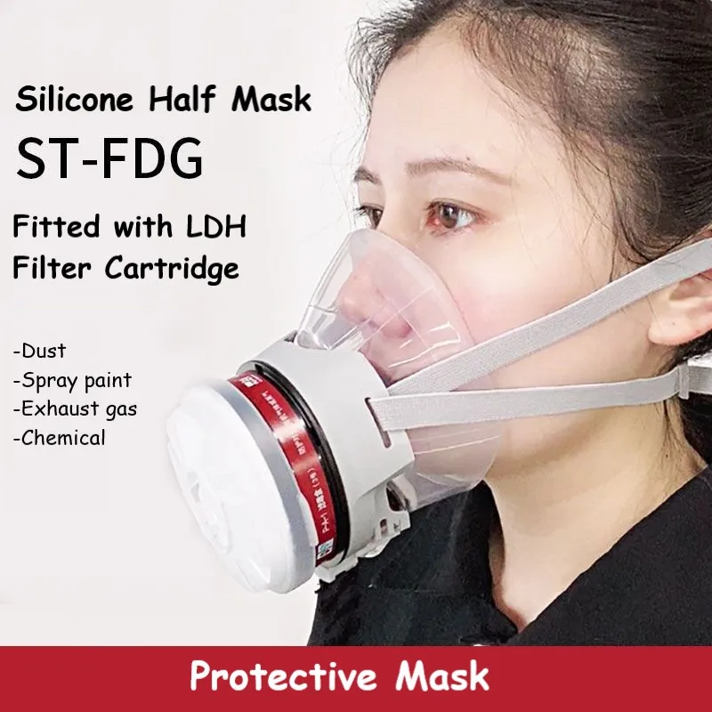 ST-FDG Silicone Dust Mask Gas Mask Gas Mask Spray Paint Pesticide Formaldehyde Grinding Breathable Dust Resistant