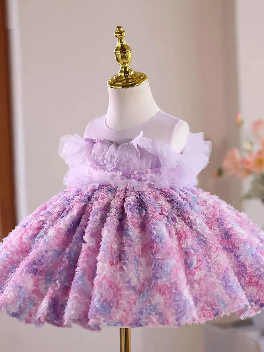 ジルウィッシュ J515 ライラックフラワーガールドレス オフショルダー 膝丈 プリンセス ウェディング 1歳の誕生日パーティー ページェント フェスティバルガウン