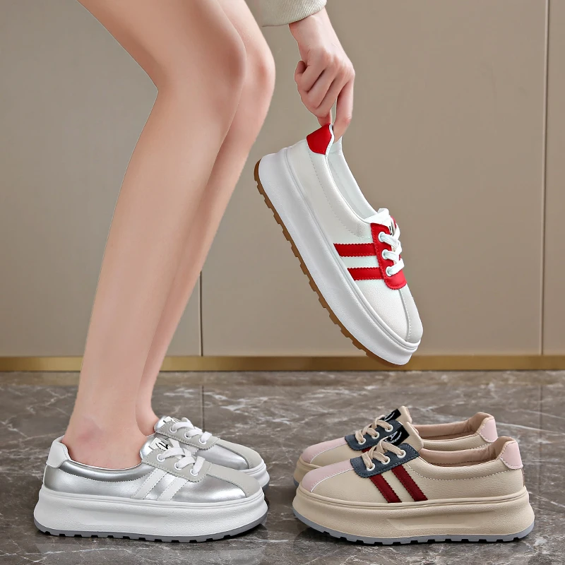 New Autumn Sponge Cake Sole Women's Shoes Thick Soled Outdoor Breathable Loafers Platform Flat Shoes Comfortable Casual Shoes