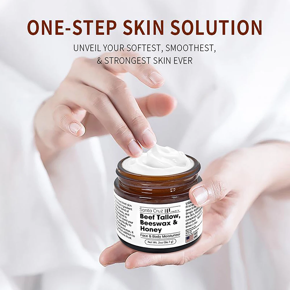 Beef Tallow Beeswax Honey Face Moisturizer Tallow Honey Skin Balm for Normal Oily Dry Even Skin