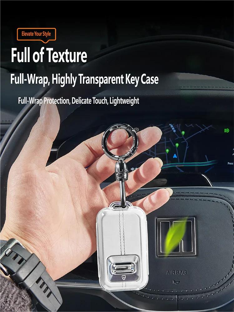 Transparent TPU Key Protection Case For ZEEKR 9X 2025 2026 Car Key Holder Anti-Fall Protective Shell Buckle Simple Style Car