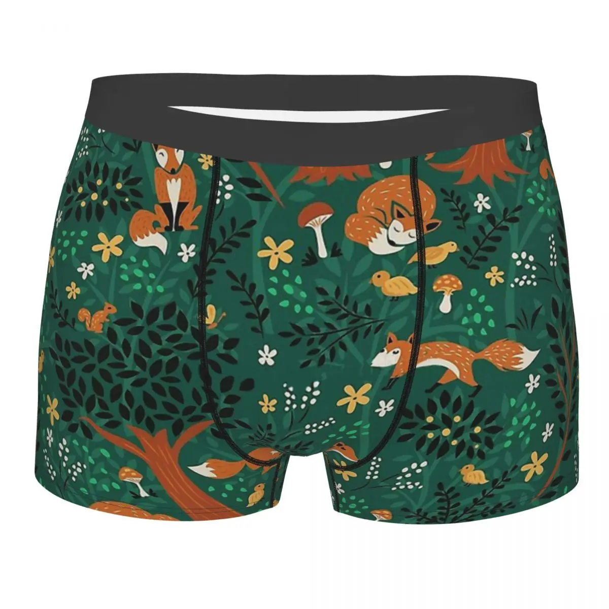 

Foxes Playing In The Emerald Mushroom Mushrooms Forest Underpants Cotton Panties Men's Underwear Sexy Shorts Boxer Briefs