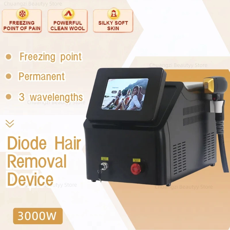 Diode Laser Hair Removal Machine 3 Wavelength 755nm 808nm 1064nm 2000W Painless Permanent Hair Removal CE