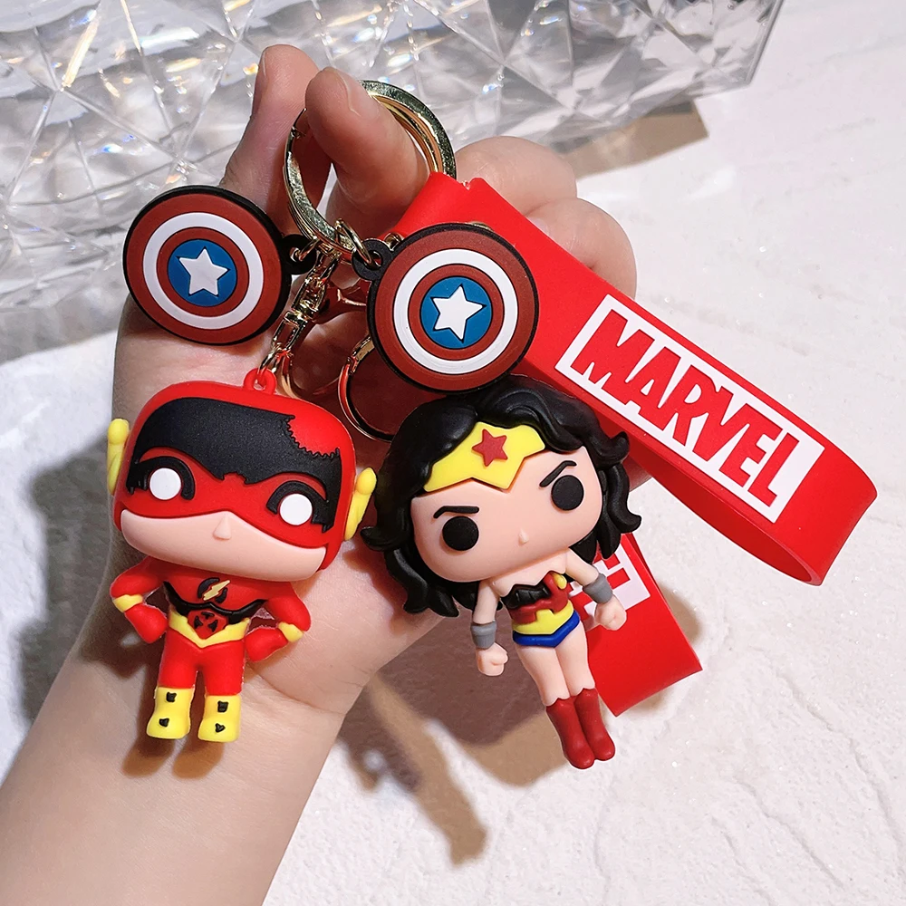 Cartoon DC Hero Soft Adhesive Creative Avengers Alliance Batman Trendy Cool Keychain Small Pendant Gift Car