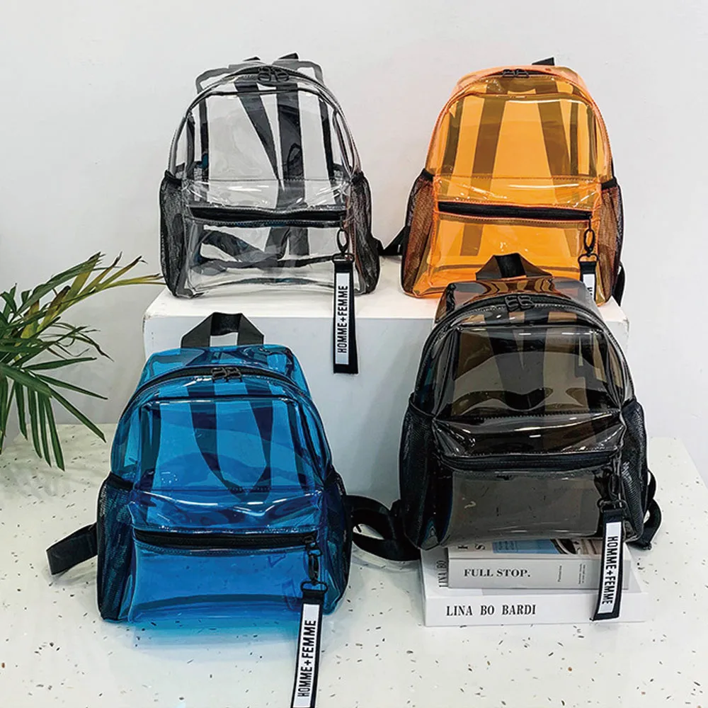 Waterproof See-Through Backpack Durable Small Daypack PVC Transparent Backpacks for Work & Sport Event