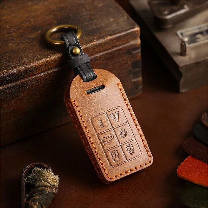 Leather Car Key Remote Cover Full Case For Volvo S60 S80 V60 XC60 XC70 S60L V40 XC90 Auto Keychain Protection shell bag