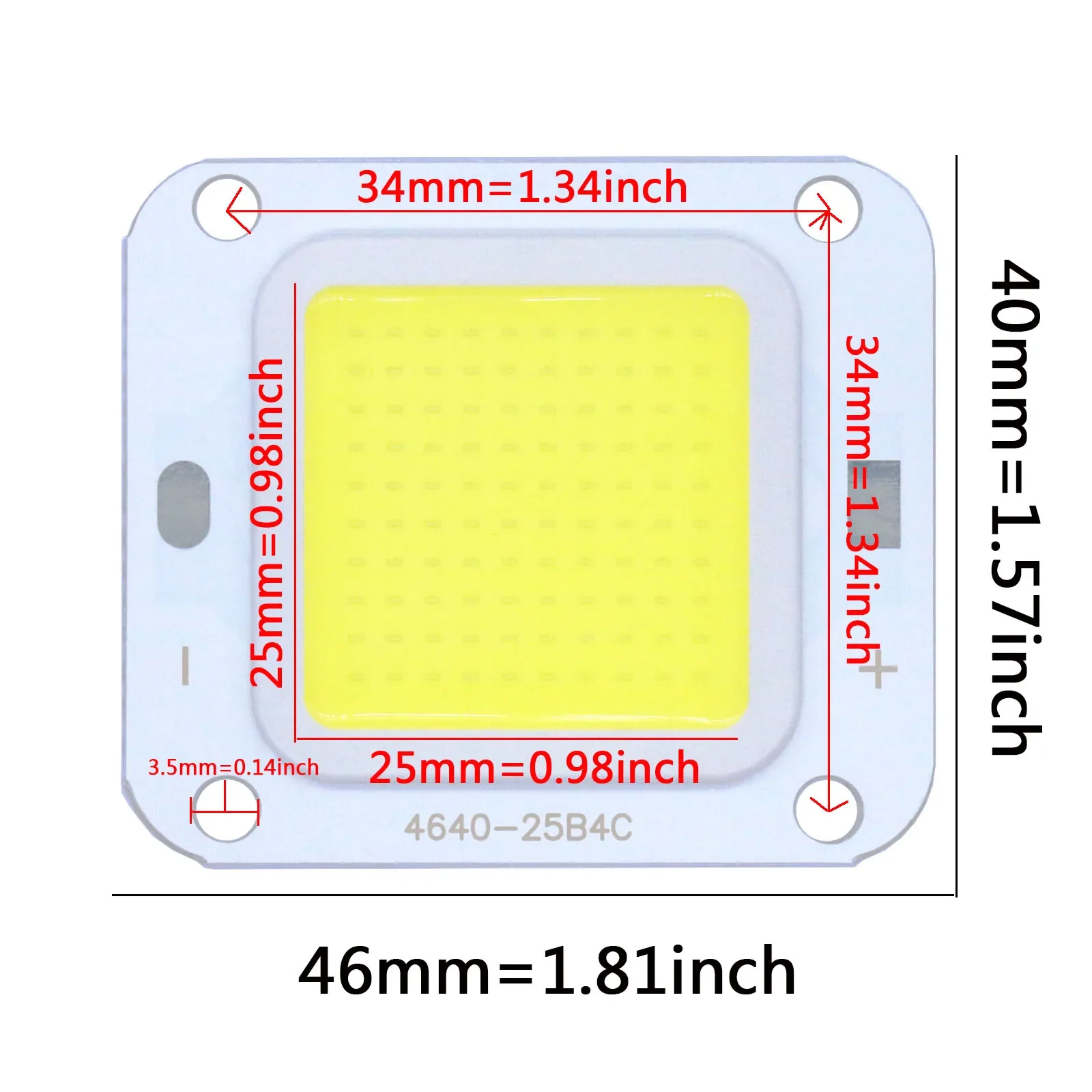 LED luminoso COB SMD Square Integrated 4640 Chip Square Integrated DC12-14V 40W Cold Warm White 25B4C 2500mA Spotlight Accessory