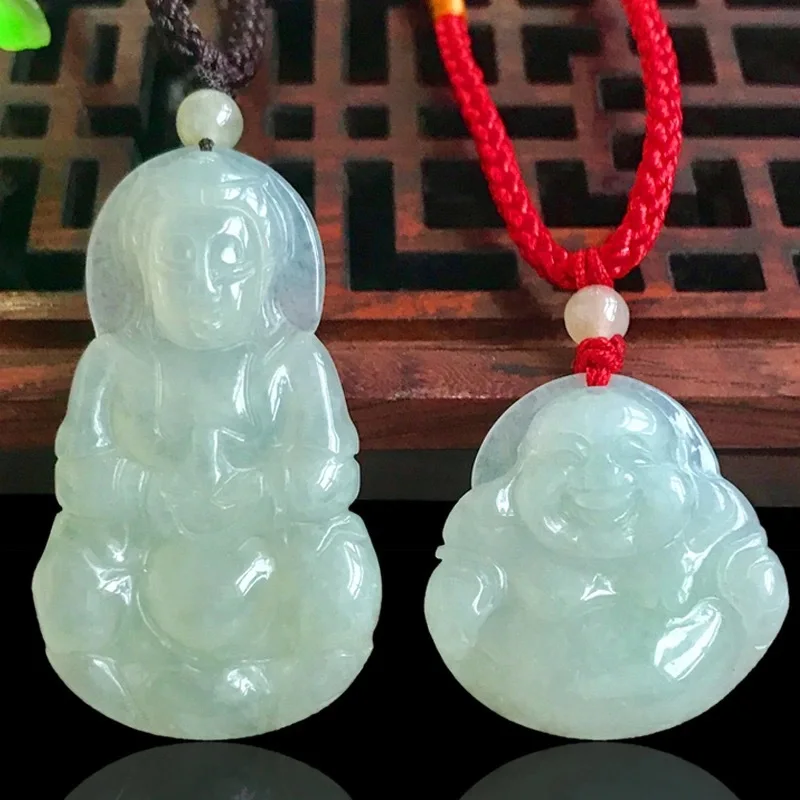 

Junyu New Pure Natural Old Material High end Myanmar Jade Guanyin Jade Buddha Beautiful Pendant Jewelry Jade Jewelry Gift