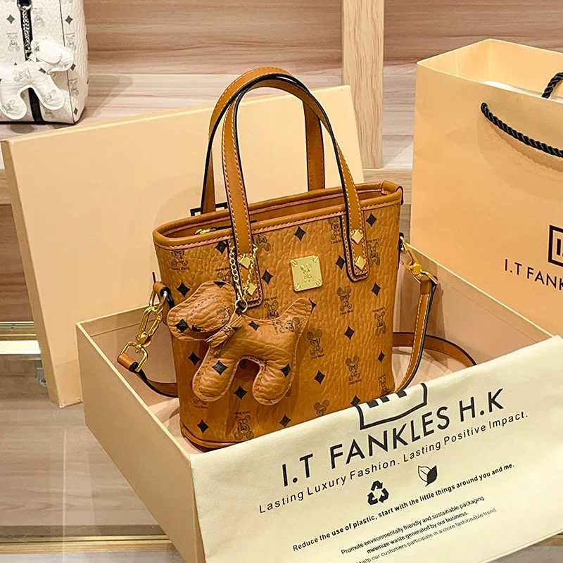 

Leather tote bag vegetable basket women's bag high-end single shoulder messenger bag