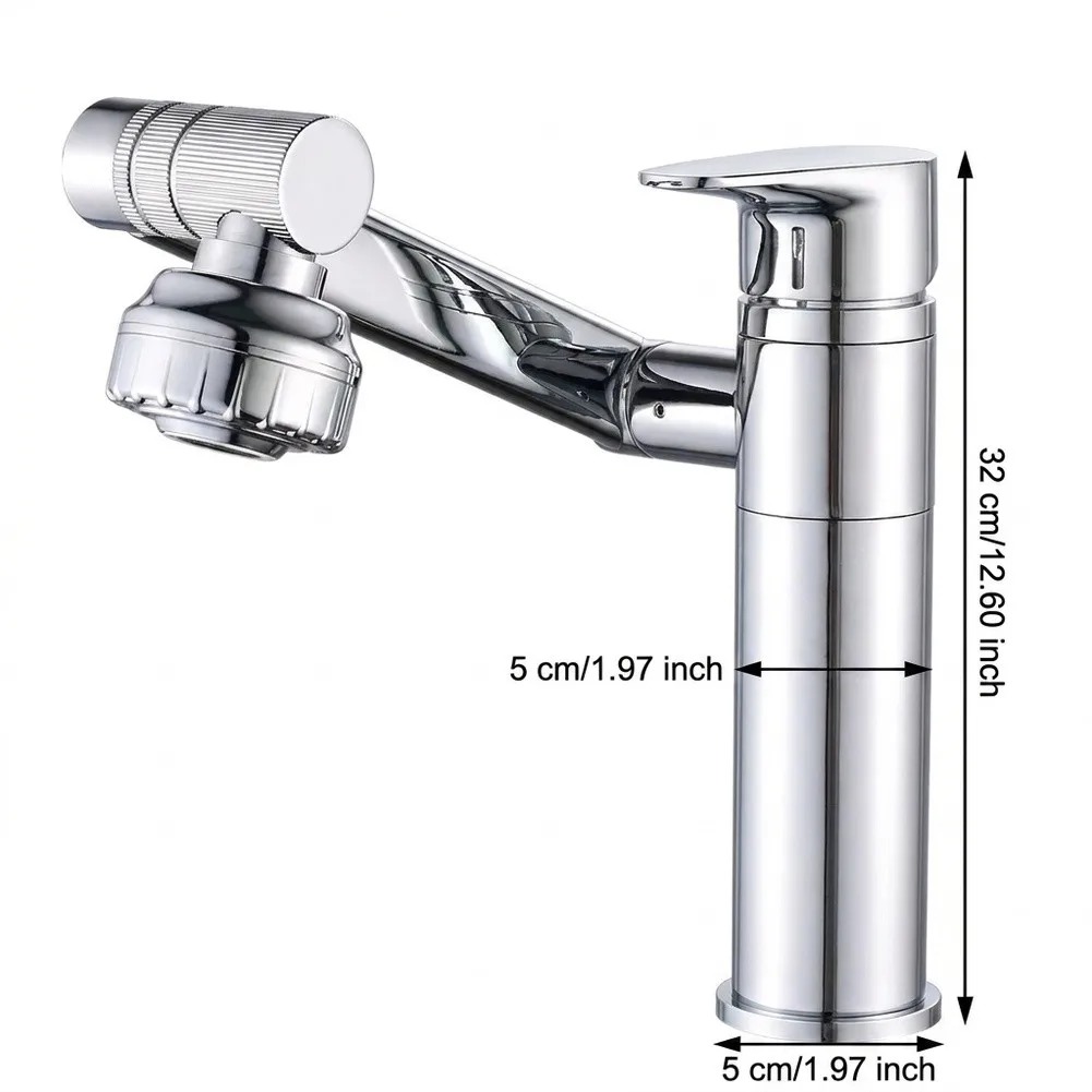 Splash‑Proof Swivel Faucet, Dual Spray Modes Chrome Finished Tap, Practical Rotating Water Spout For Kitchen & Bathroom Daily