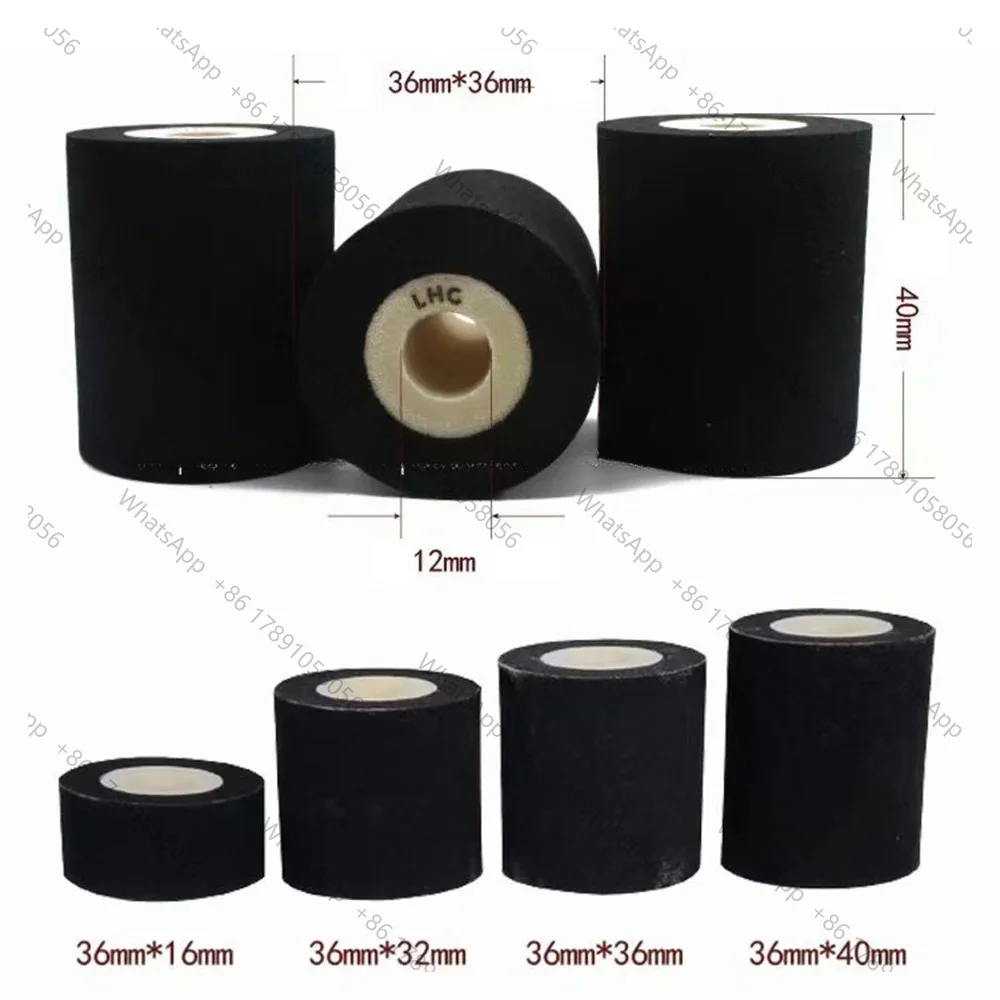 Black Color Solid Ink roll, 100% sponge ink roller,solid coding machine rolls,36*32/40mm 100-150/130-160degre