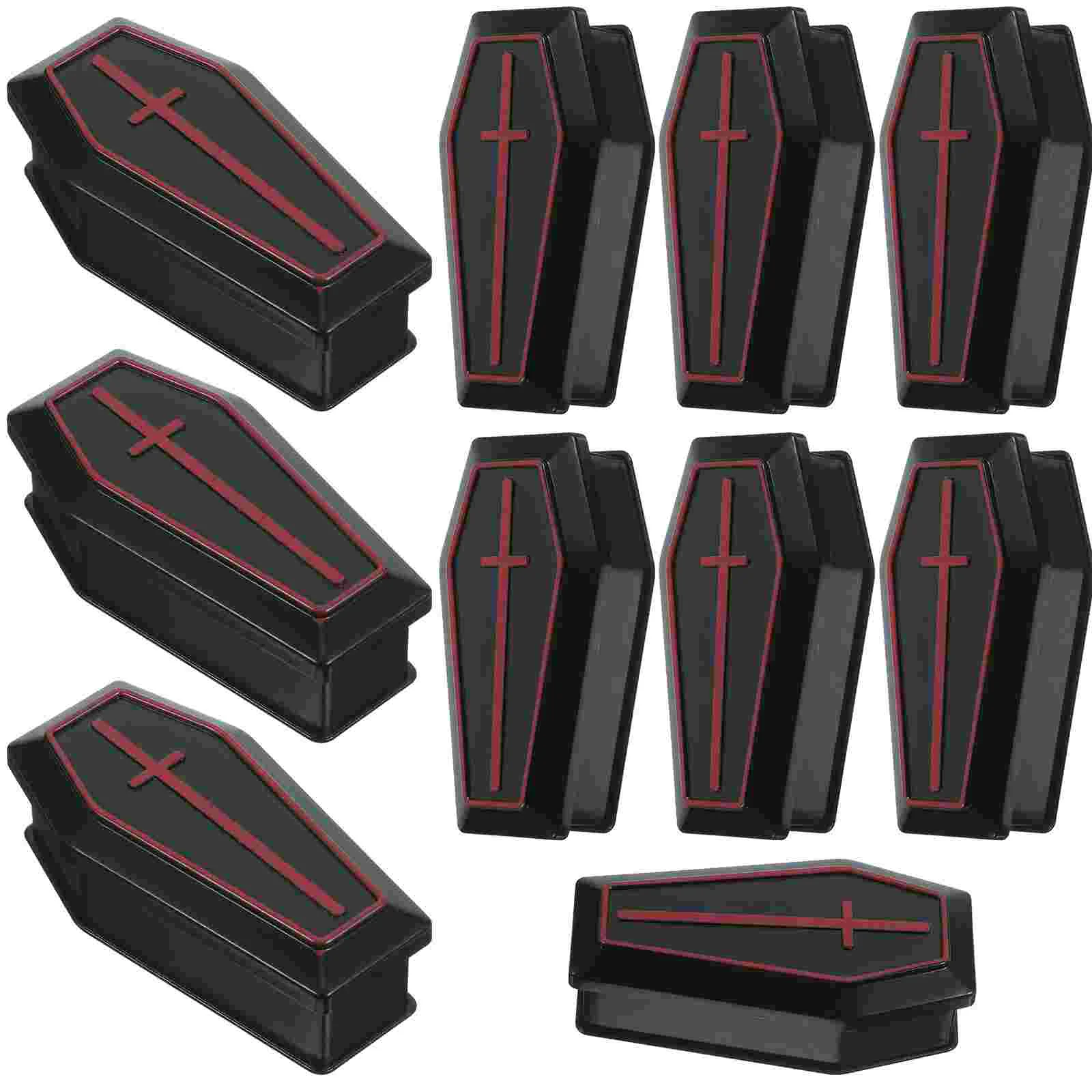 

10 Pcs Mini Coffin Box Halloween Toys Decor Small Adornments Plastic Prank Props Bridesmaid Miniature Boxes