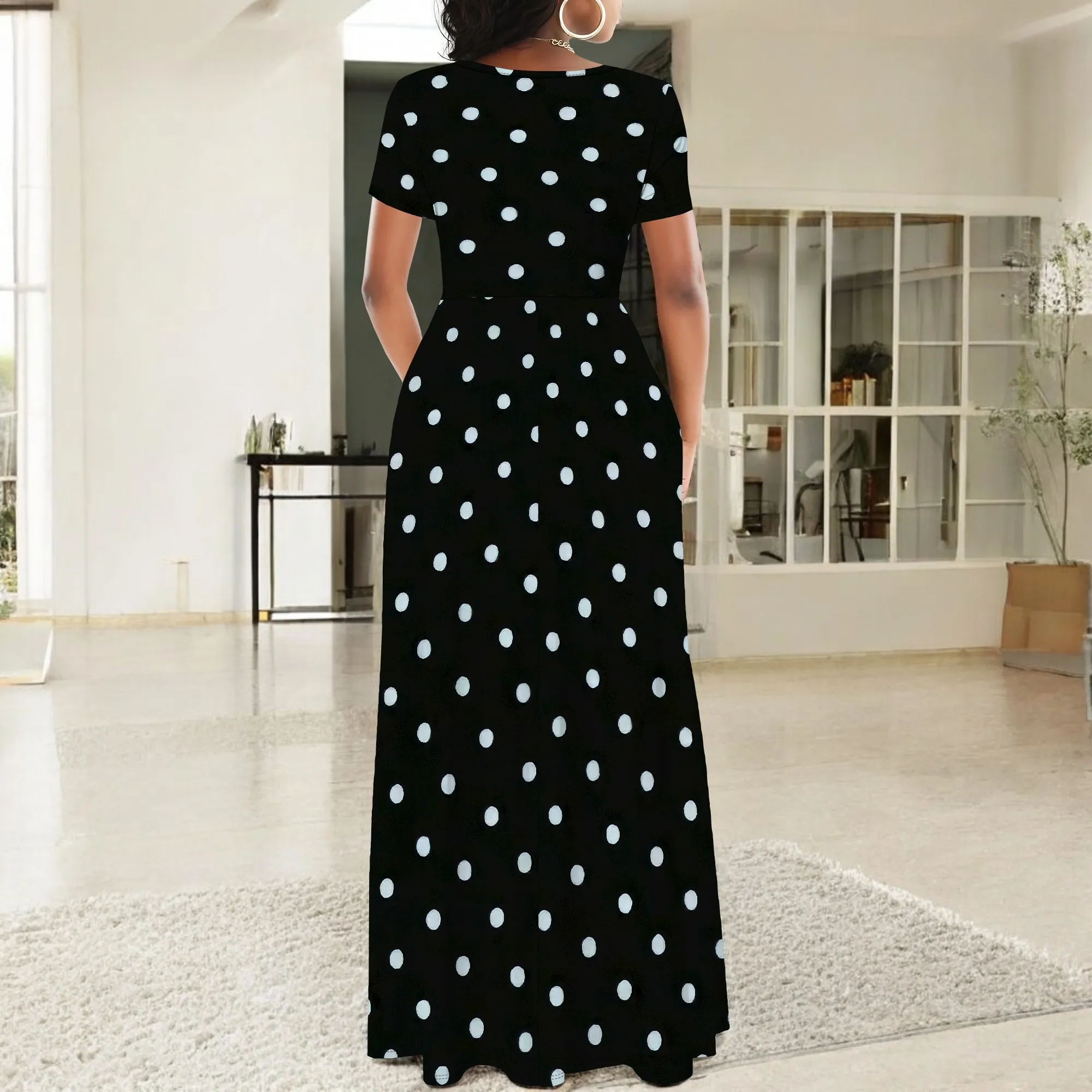 Womens Short Sleeve Maxi Dresses Empire Waist Long Dress